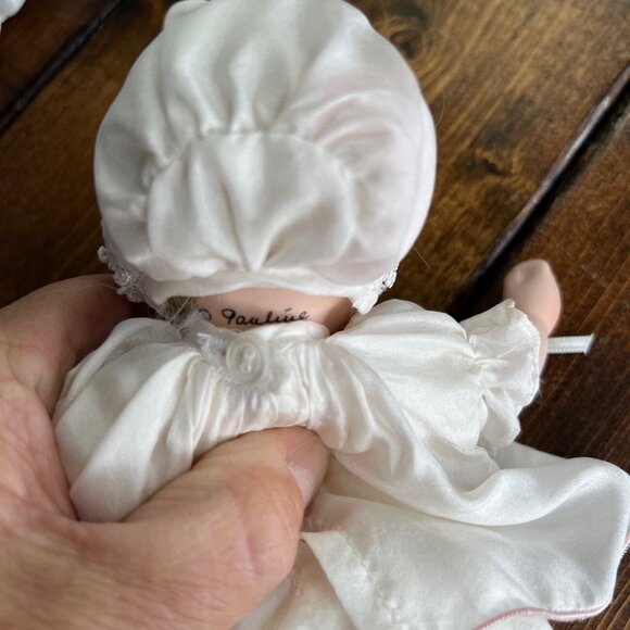 Pauline Bjonness Jacobsen Baby Doll Porcelain Satin Cloth Blonde Hair Blue Eyes - Picture 9 of 13
